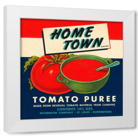 Home Town Brand Tomato Puree White Modern Wood Framed Art Print by Retrolabel