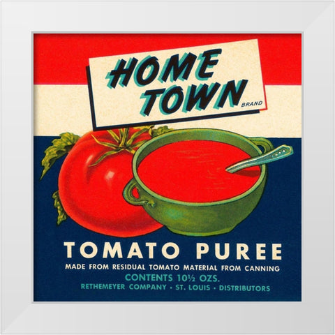 Home Town Brand Tomato Puree White Modern Wood Framed Art Print by Retrolabel