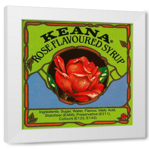Keana Rose Flavoured Syrup White Modern Wood Framed Art Print by Retrolabel