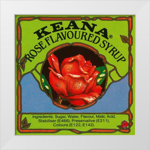 Keana Rose Flavoured Syrup White Modern Wood Framed Art Print by Retrolabel