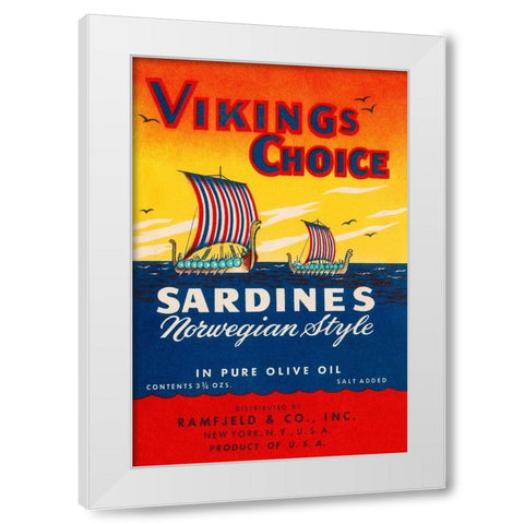 Vikings Choise Sardines White Modern Wood Framed Art Print by Retrolabel