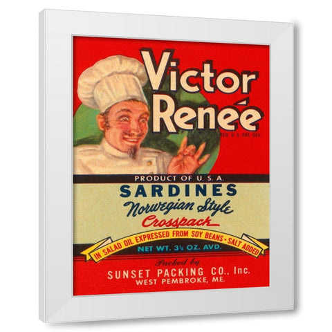 Victor Renee Sardines White Modern Wood Framed Art Print by Retrolabel