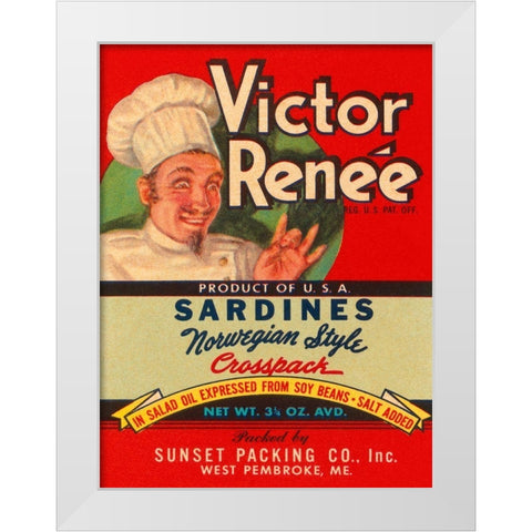 Victor Renee Sardines White Modern Wood Framed Art Print by Retrolabel