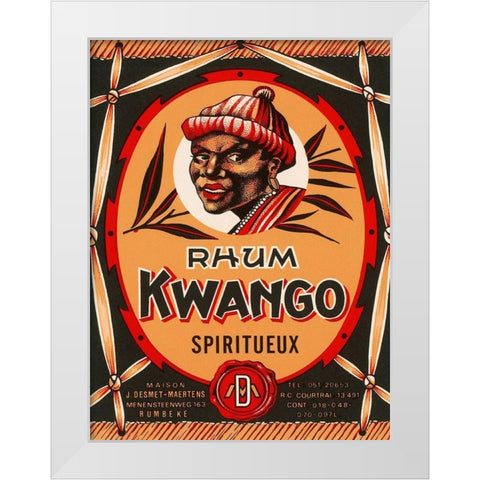 Rhum Kwango White Modern Wood Framed Art Print by Retrolabel
