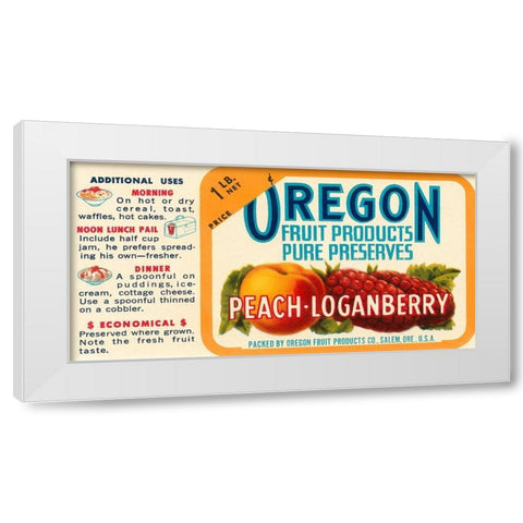 Peach - Loganberry Preserves White Modern Wood Framed Art Print by Retrolabel