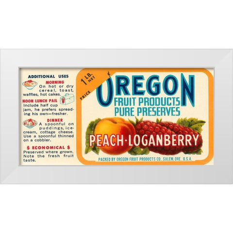 Peach - Loganberry Preserves White Modern Wood Framed Art Print by Retrolabel