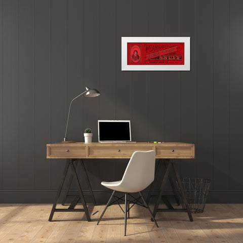 Pearsons Red Top Snuff White Modern Wood Framed Art Print by Retrolabel
