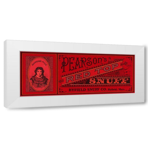 Pearsons Red Top Snuff White Modern Wood Framed Art Print by Retrolabel