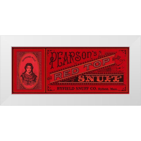 Pearsons Red Top Snuff White Modern Wood Framed Art Print by Retrolabel