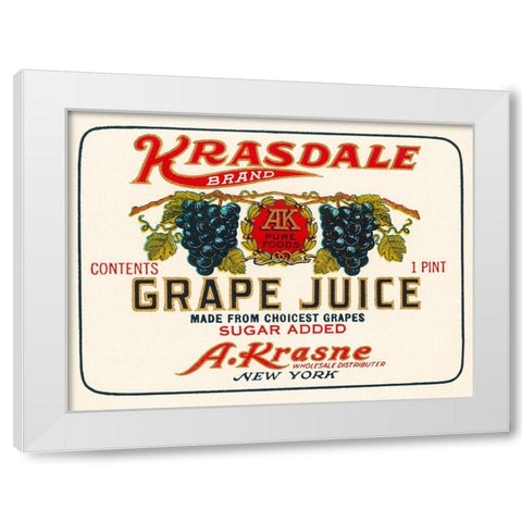 Kransdale Brand Grape Juice White Modern Wood Framed Art Print by Retrolabel