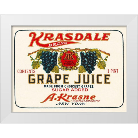 Kransdale Brand Grape Juice White Modern Wood Framed Art Print by Retrolabel