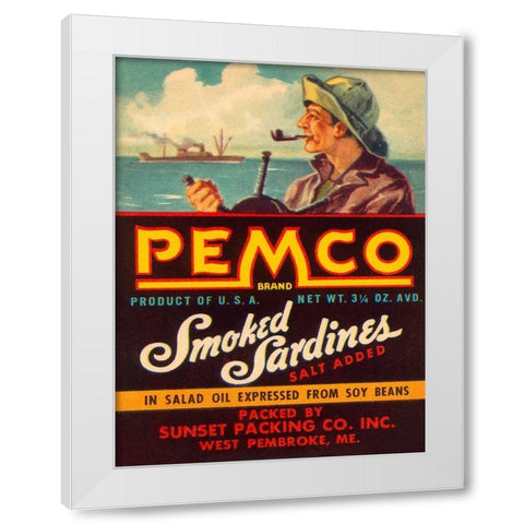 Remco Smoked Sardines White Modern Wood Framed Art Print by Retrolabel