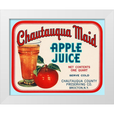 Chautauqua Maid Apple Juice White Modern Wood Framed Art Print by Retrolabel