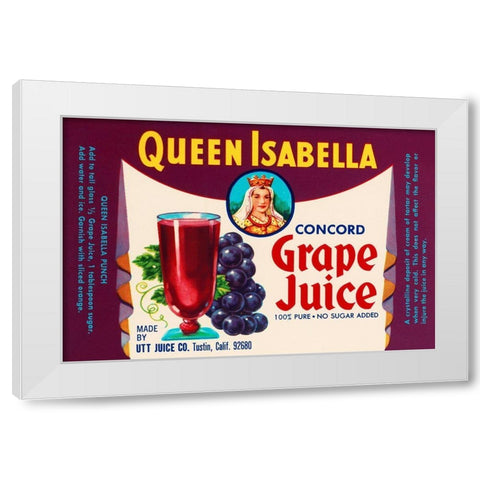 Queen Isabella Concord Grape Juice White Modern Wood Framed Art Print by Retrolabel