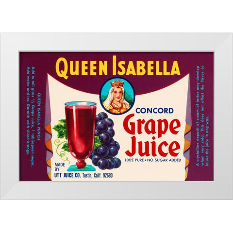 Queen Isabella Concord Grape Juice White Modern Wood Framed Art Print by Retrolabel