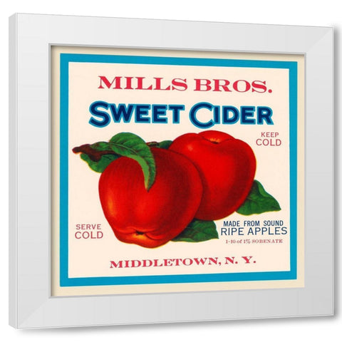 Mills Bros. Sweet Cider White Modern Wood Framed Art Print by Retrolabel