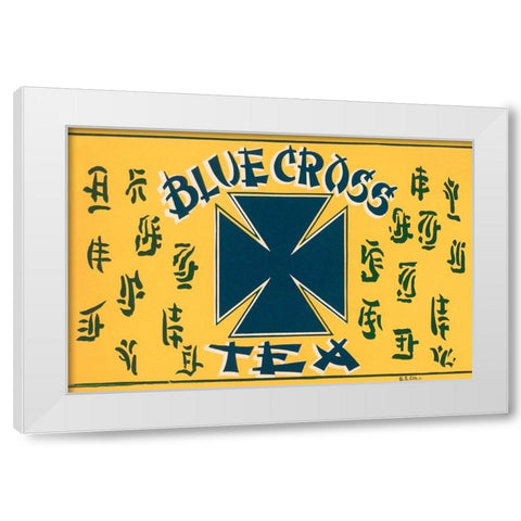 Blue Cross Tea White Modern Wood Framed Art Print by Retrolabel