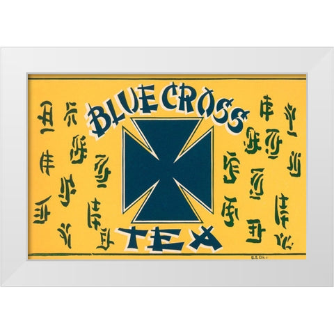 Blue Cross Tea White Modern Wood Framed Art Print by Retrolabel