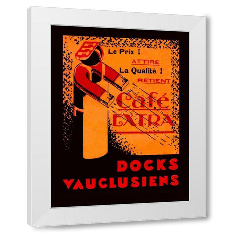 Cafe Extra - Docks Vauclusiens White Modern Wood Framed Art Print by Retrolabel