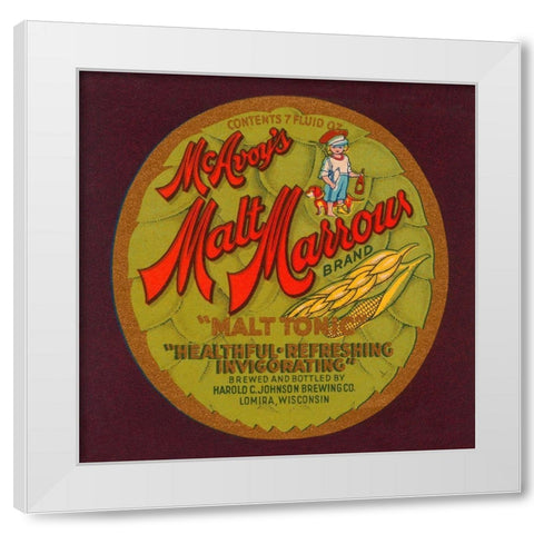 McAvoys Malt Marrows Malt Tonic White Modern Wood Framed Art Print by Retrolabel