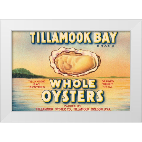 Tillamook Bay Whole Oysters White Modern Wood Framed Art Print by Retrolabel