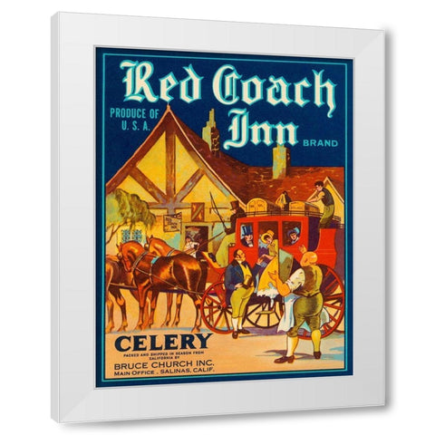 Red Coach Inn Celery White Modern Wood Framed Art Print by Retrolabel