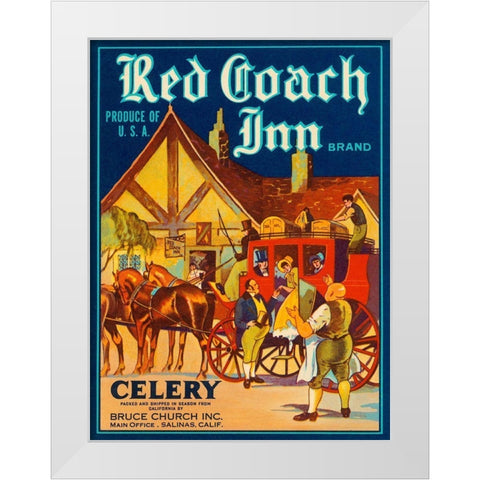 Red Coach Inn Celery White Modern Wood Framed Art Print by Retrolabel