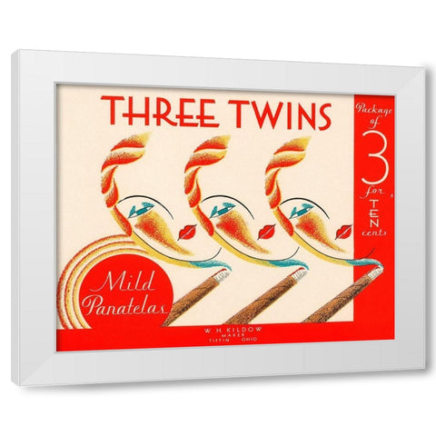 Three Twins Mild Panatelas White Modern Wood Framed Art Print by Retrolabel