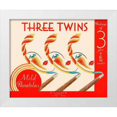 Three Twins Mild Panatelas White Modern Wood Framed Art Print by Retrolabel