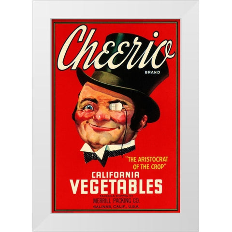 Cheerio Brand California Vegetables White Modern Wood Framed Art Print by Retrolabel