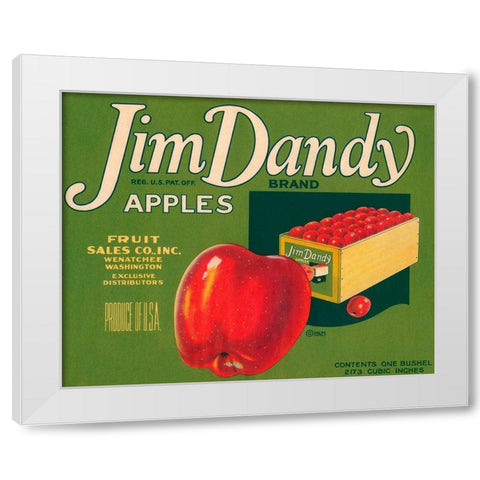 Jim Dandy Brand Apples White Modern Wood Framed Art Print by Retrolabel