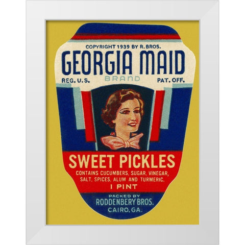 Georgia Maid Sweet Pickles White Modern Wood Framed Art Print by Retrolabel