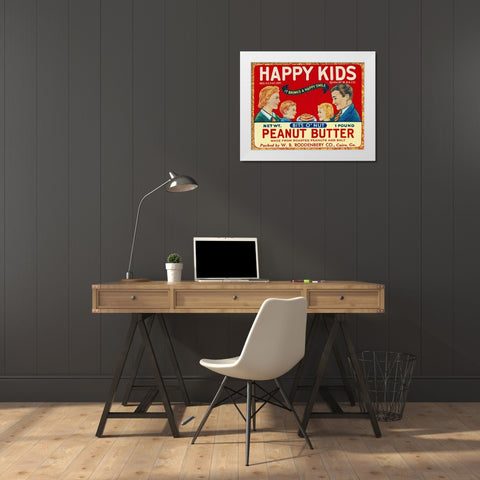 Happy Kids Bits o Nut Peanut Butter White Modern Wood Framed Art Print by Retrolabel