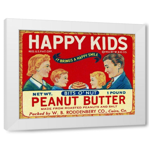 Happy Kids Bits o Nut Peanut Butter White Modern Wood Framed Art Print by Retrolabel