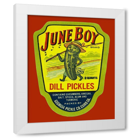 June Boy Dill Pickles White Modern Wood Framed Art Print by Retrolabel