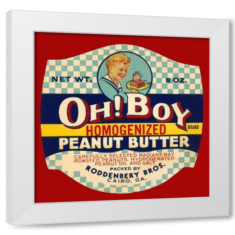 Oh! Boy Homogenized Peanut Butter White Modern Wood Framed Art Print by Retrolabel