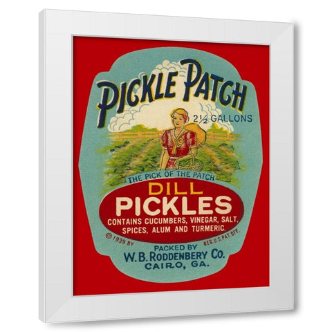 Pickle Patch Dill Pickles White Modern Wood Framed Art Print by Retrolabel