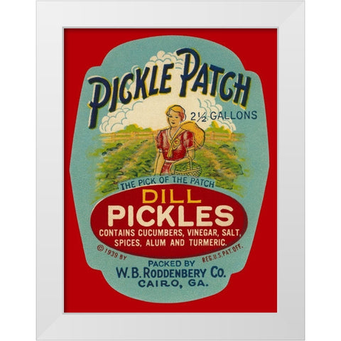 Pickle Patch Dill Pickles White Modern Wood Framed Art Print by Retrolabel