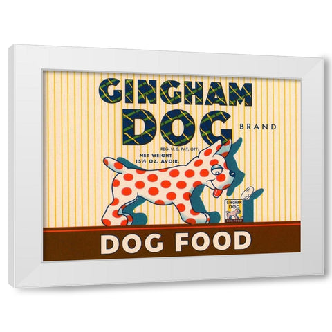 Gingham Dog White Modern Wood Framed Art Print by Retrolabel