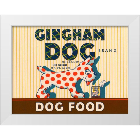 Gingham Dog White Modern Wood Framed Art Print by Retrolabel