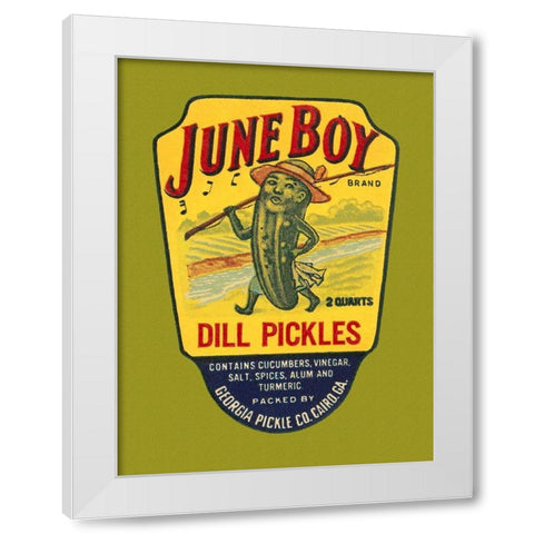 June Boy Dill Pickles White Modern Wood Framed Art Print by Retrolabel