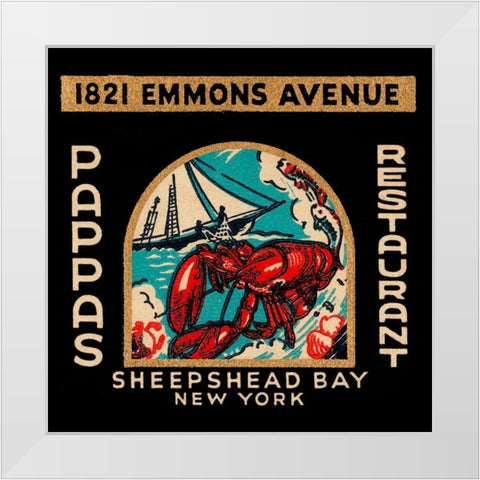 Pappas Restaurant White Modern Wood Framed Art Print by Retrolabel