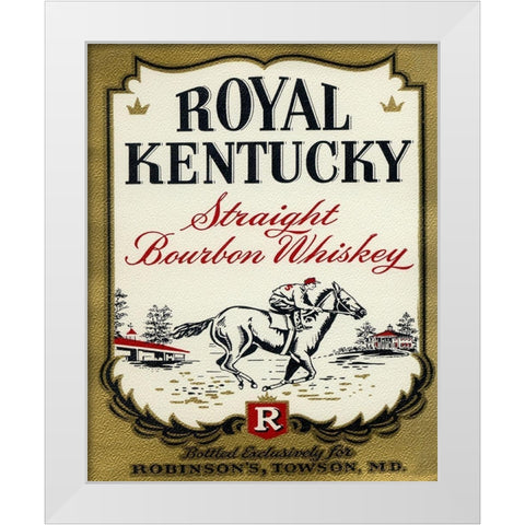 Royal Kentucky Straight Bourbon Whiskey White Modern Wood Framed Art Print by Vintage Booze Labels