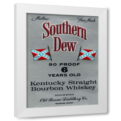Southern Dew Kentucky Straight Bourbon Whiskey White Modern Wood Framed Art Print by Vintage Booze Labels