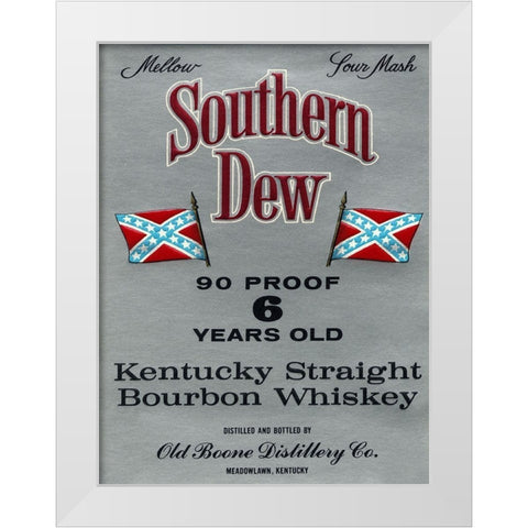 Southern Dew Kentucky Straight Bourbon Whiskey White Modern Wood Framed Art Print by Vintage Booze Labels