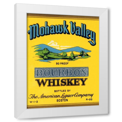 Mohawk Valley Bourbon Whiskey White Modern Wood Framed Art Print by Vintage Booze Labels