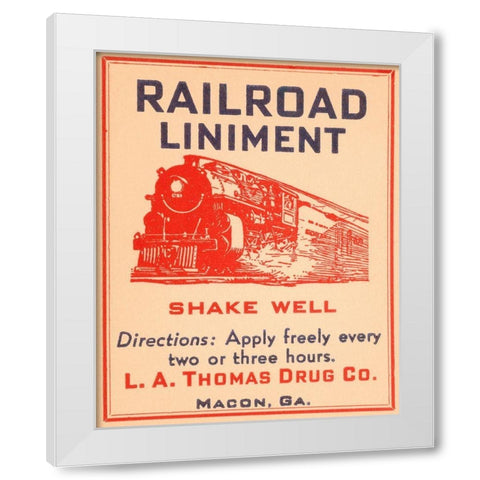 Railroad Liniment White Modern Wood Framed Art Print by Vintage Booze Labels