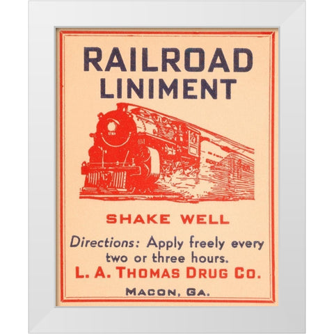 Railroad Liniment White Modern Wood Framed Art Print by Vintage Booze Labels