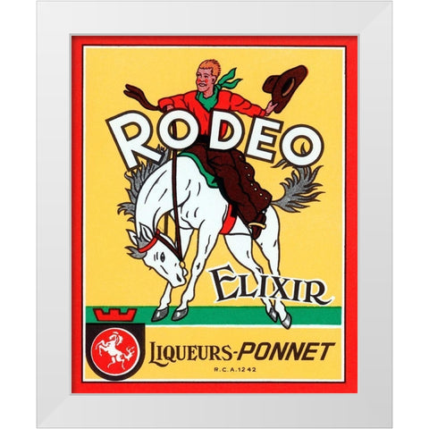 Rodeo Elixir White Modern Wood Framed Art Print by Vintage Booze Labels