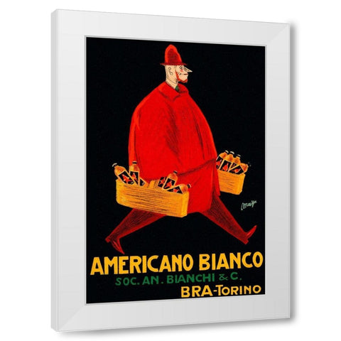 Americano Bianco White Modern Wood Framed Art Print by Vintage Booze Labels
